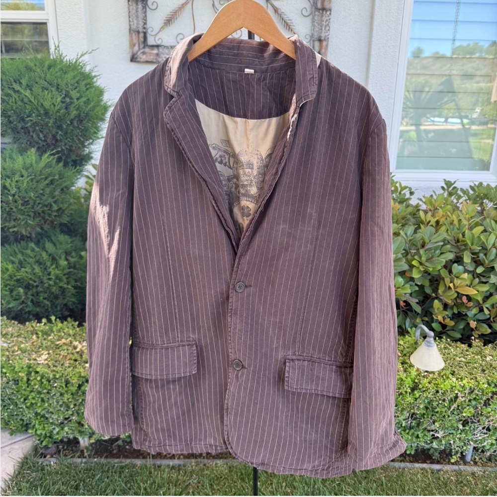 Men's Brown Pinstripe Blazer